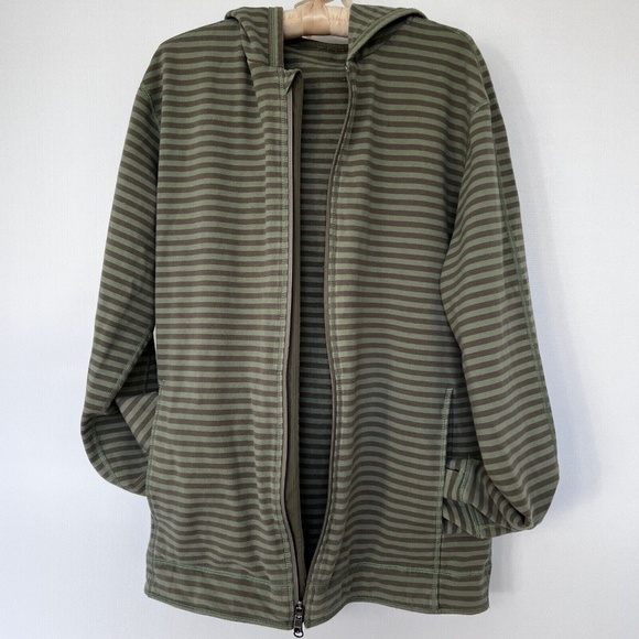 Lululemon Mens Hoodie Full Zip Striped Sweater Green Jacket Size XL - Picture 2 of 6